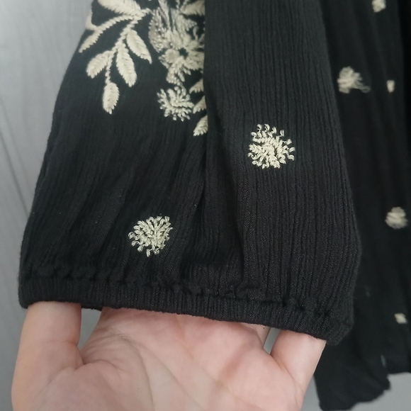 Free People Sweet Tennessee Embroidered Dress Tunic Top Black Size Small - Picture 9 of 10